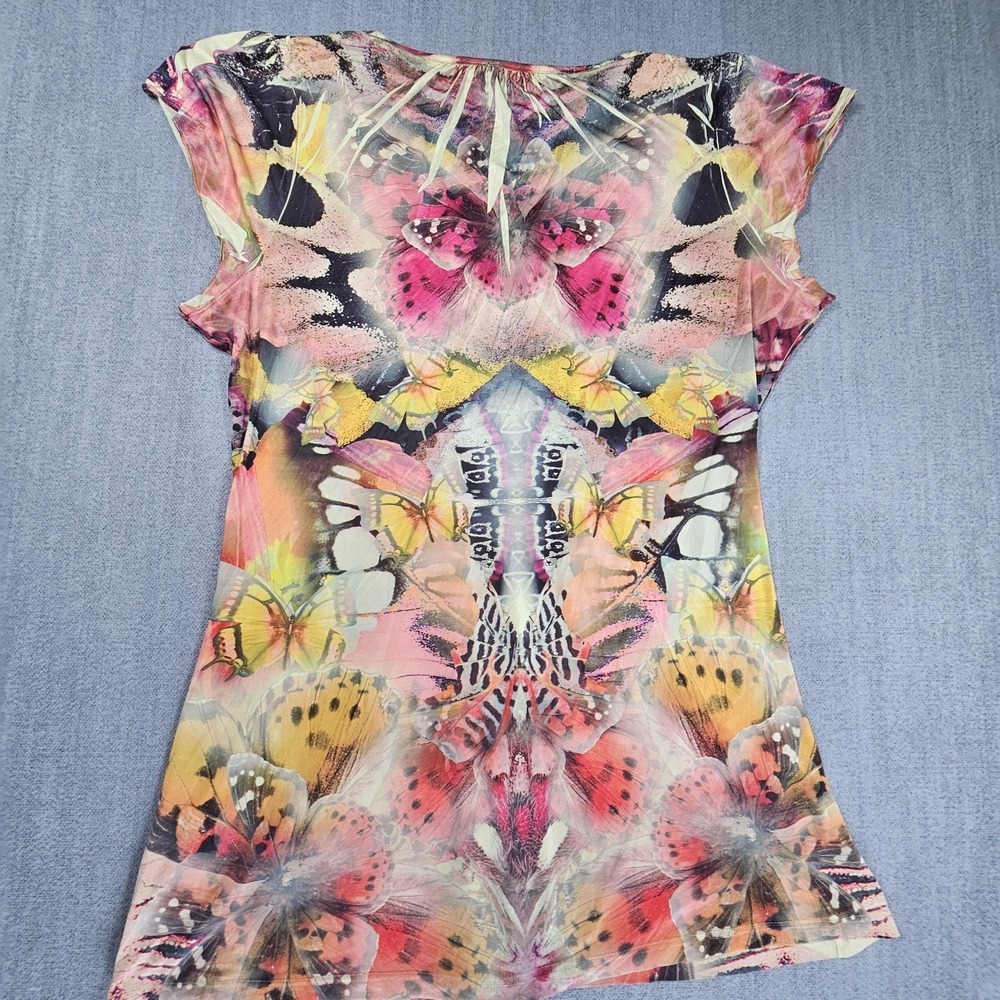 Apt 9 Women's Multicolor Beaded Blouse Short Sleeve Sz Large - Picture 2 of 15